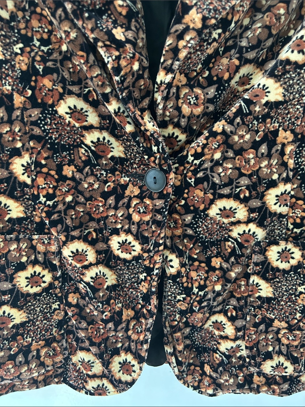 John Meyer Velvet Single-Button Blazer Tailored Fall Floral Bohemian Whimsigoth - Picture 4 of 14